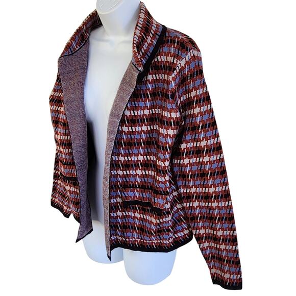 Tahari Houndstooth Open Cardigan Sweater Blazer M Perfect w/ High Waisted Pants - Picture 3 of 16